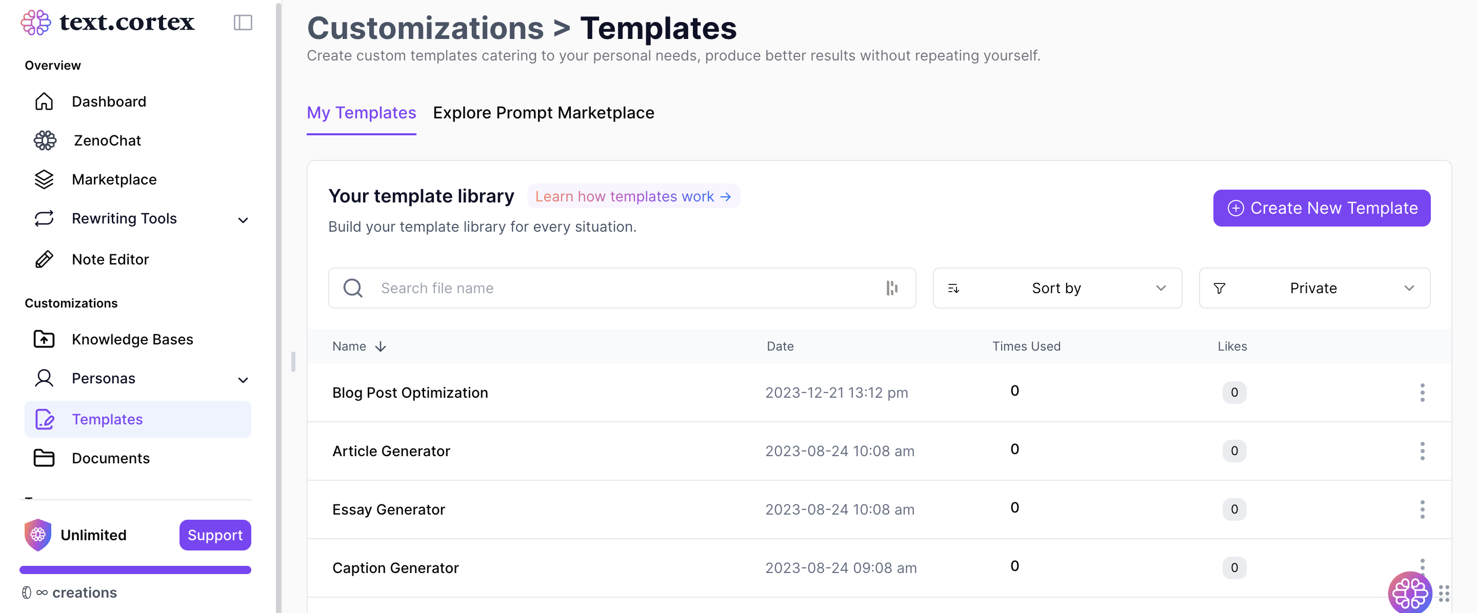 5-Min Guide: Templates – TextCortex Help Center